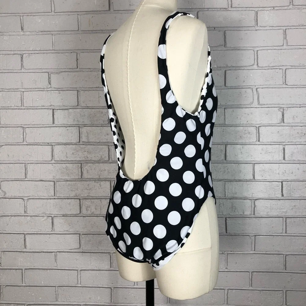 La Blanca Reversible Polka Dot One Piece Swimsuit‎ Black White  | Size 16